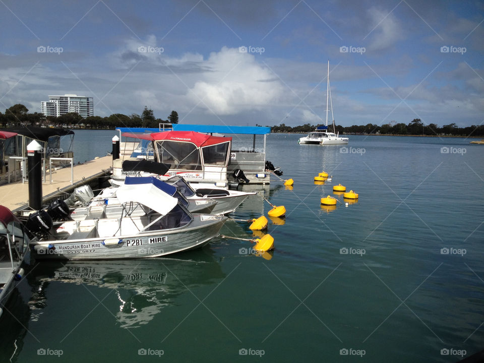 yellow blue red boats by jelbeanthings