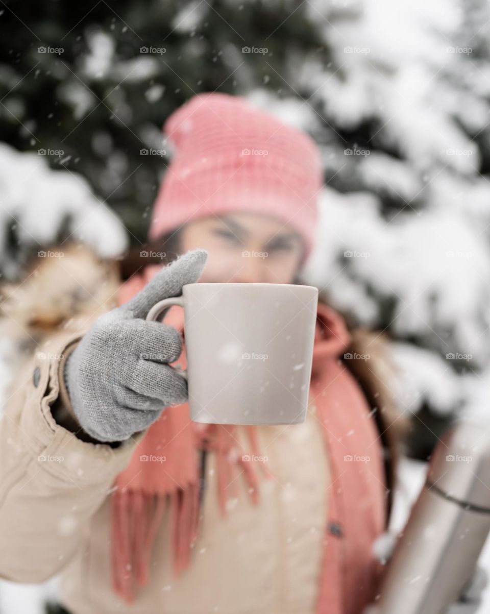 woman with hot drink