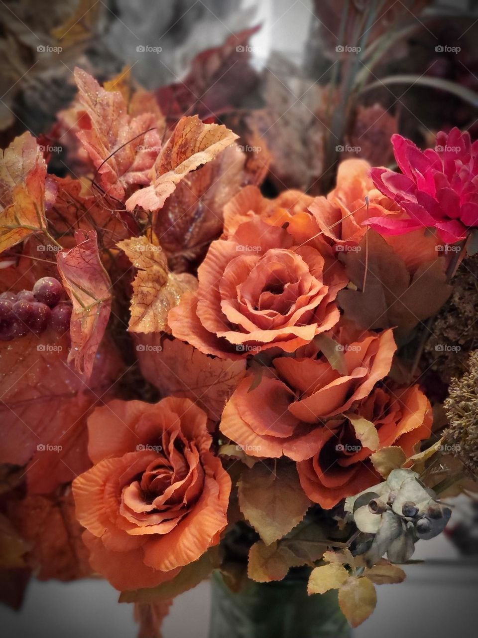 Autumn-colored Silk Flowers