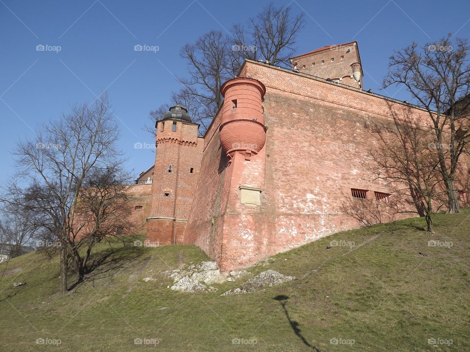 Wawel castle walls in Cracow