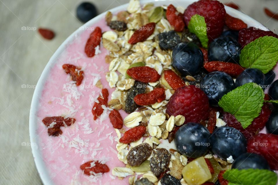 Directly above shot of smoothie bowl