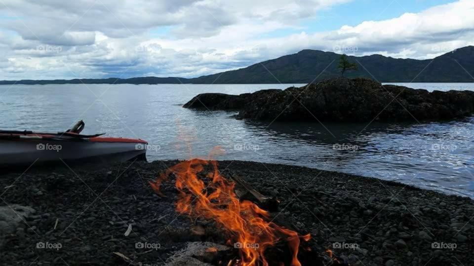 Am afternoon fire out on an Alaskan lake.