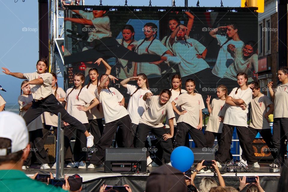 Group of teenagers dancing