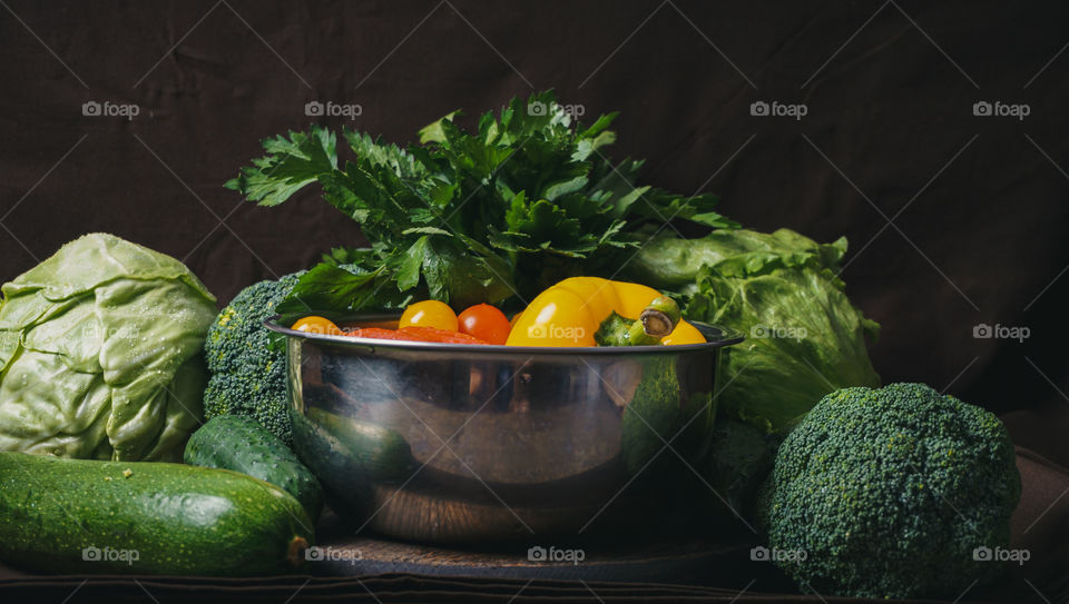 Vegetables on a dark background