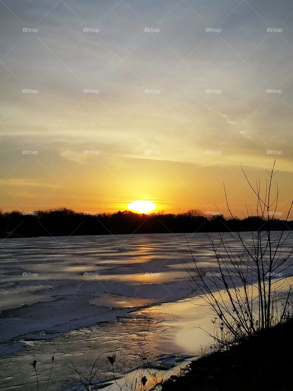 sunset by the lake.