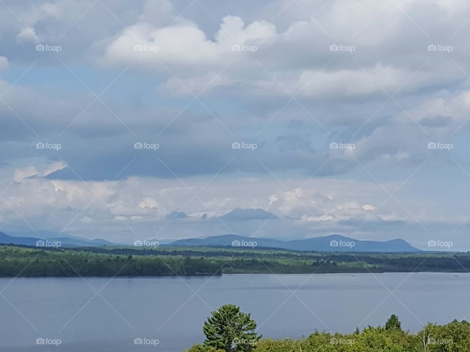 Mount Katahdin in the clouds,  Maine. Salmon Stream Lake