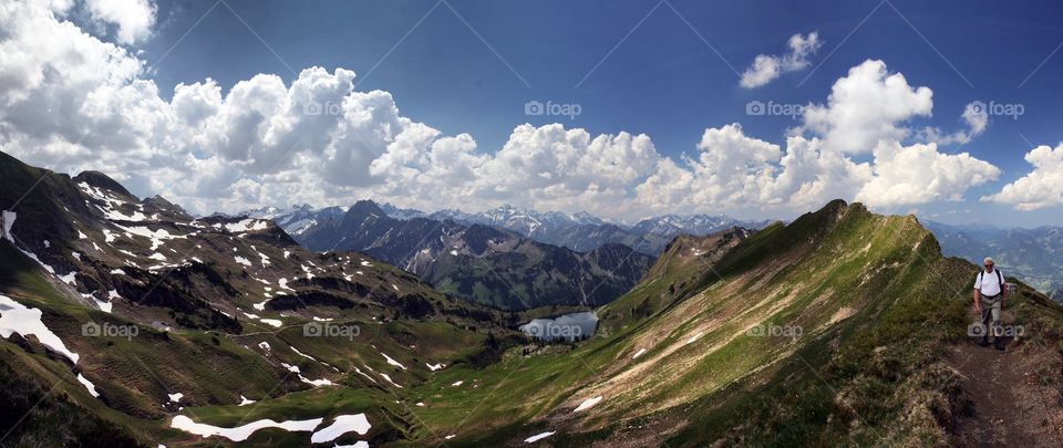 on the top. view from the mountain nebelhorn