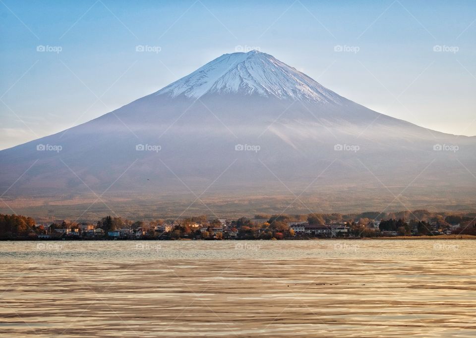 Beautiful scene of Fuji mountain and Kawaguchiko lake