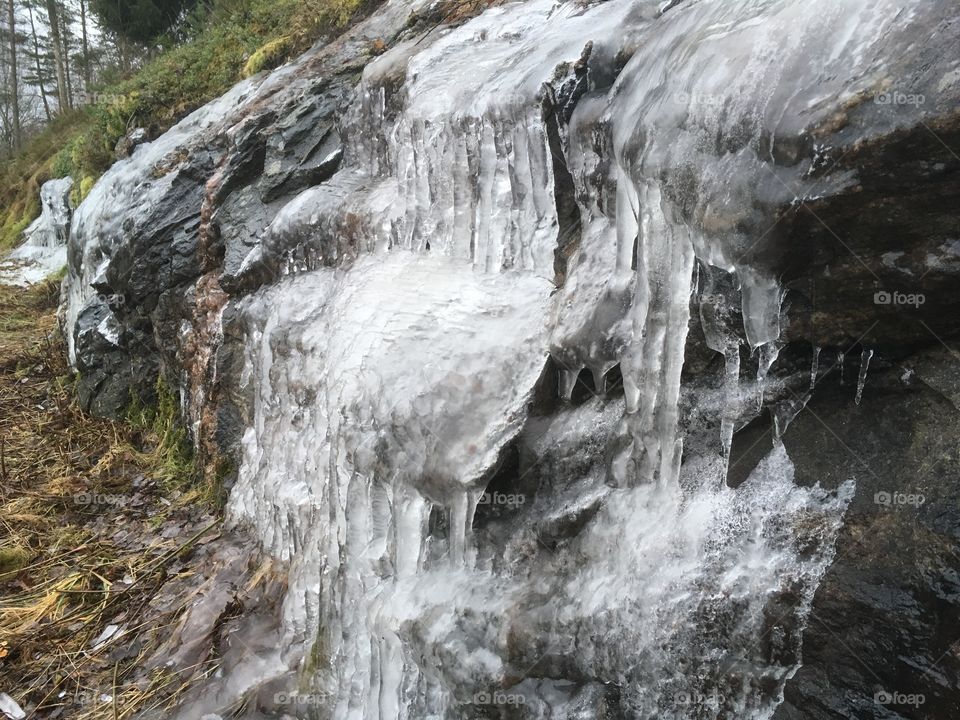 Beautiful frozen rock