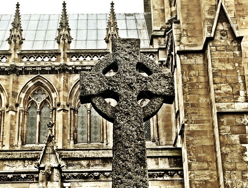Celtic cross in churchyard