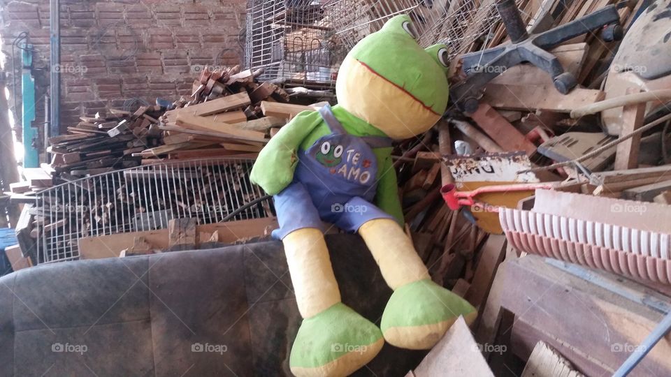 Caco no ferro velho.