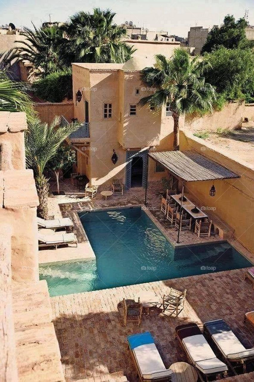 A small beautiful house with a swimming pool in south of Algeria.