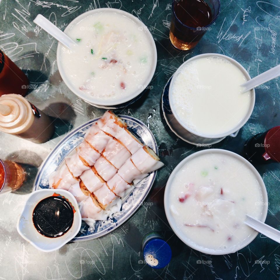 High angle view of healthy breakfast