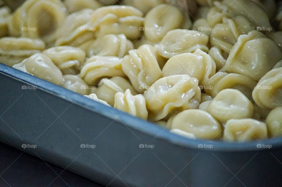 Traditional Russian food, dumplings,