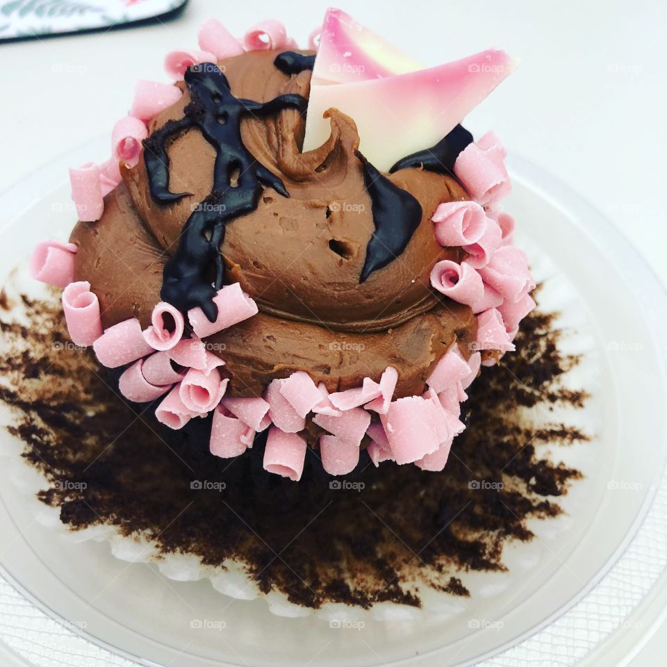 Delicious chocolate raspberry cupcake 