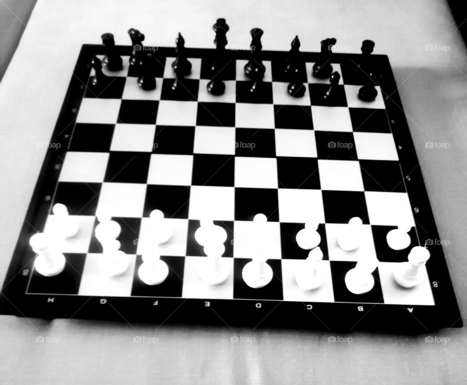 Black and white photo series, chess, retro style
