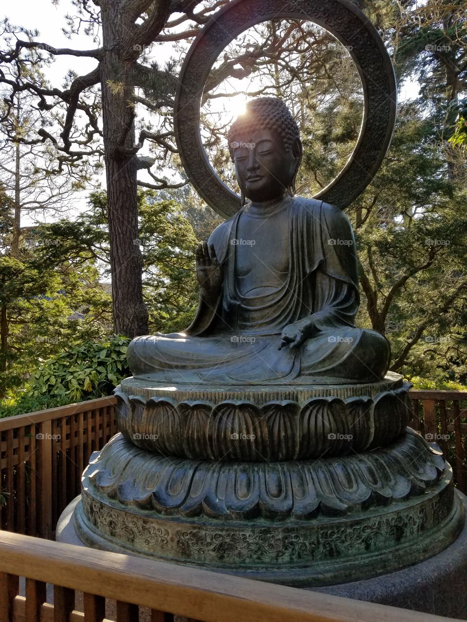 statue and the Japanese tea garden at Golden Gate Park