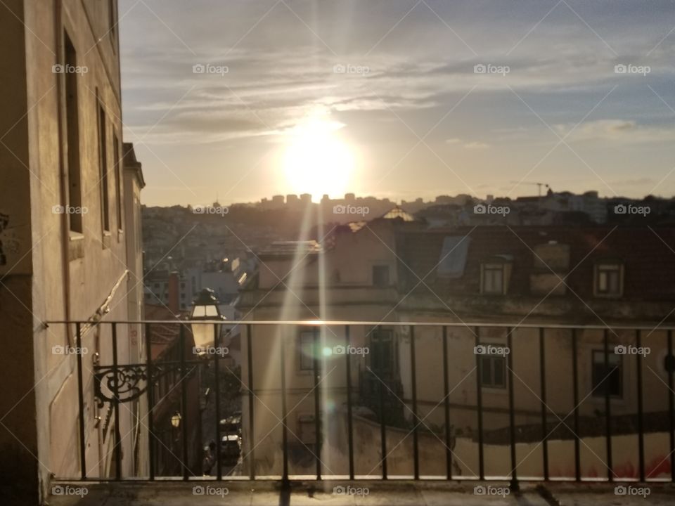 Lisbon hillside sunset