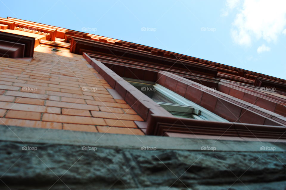 looking up. sky-architecture in England during the golden hour