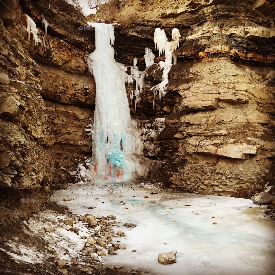 Waterfall. I70 Utah roadside waterfall