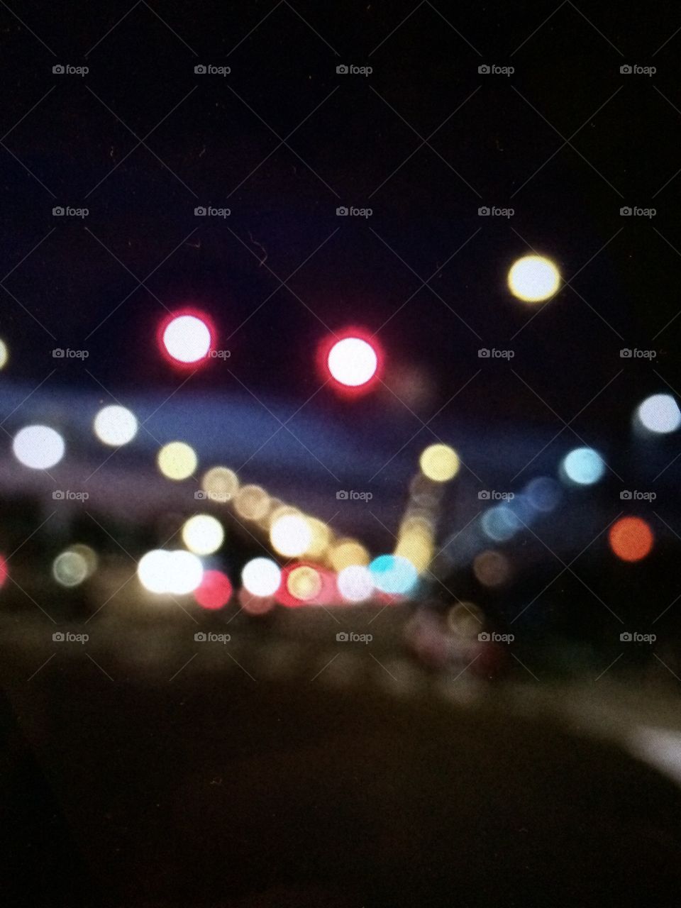 blurred street lights of philadelphia 