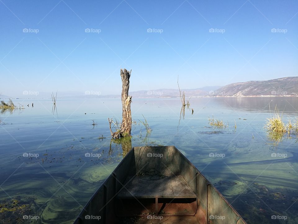 Fishing Boat on Er Hai Lake in Dali, Yunnan Province, China