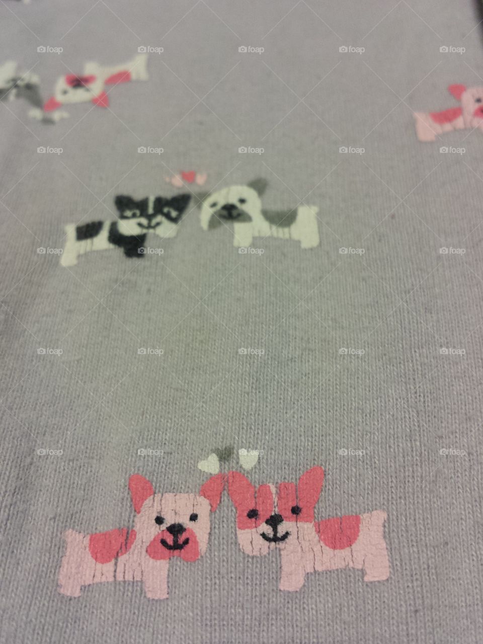 Pups on Gray Fabric