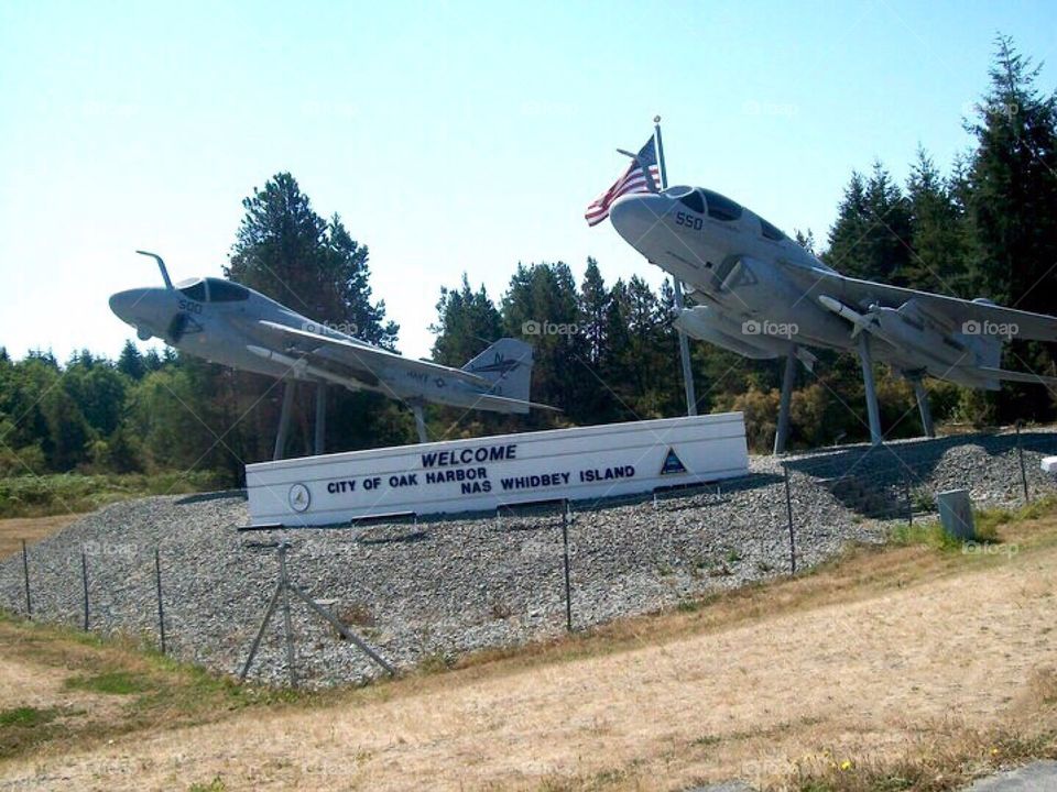 Air Force Jet in Oak Harbor on Whidbey Island Washington