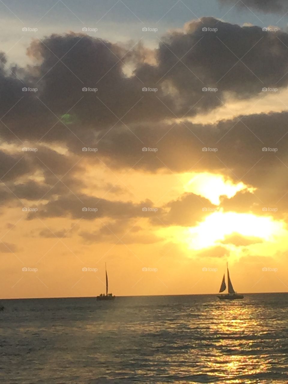 Sunset from a sail boat in Key West, Florida, USA