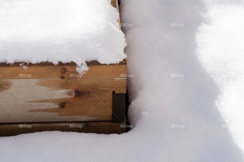 Raised bed under snow