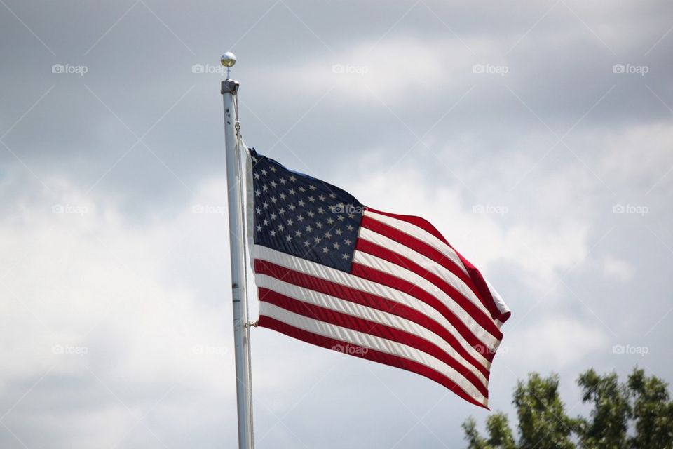 American flag flying