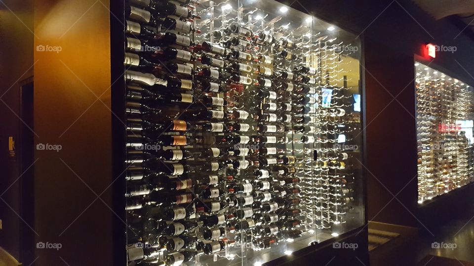 wall of wine bottles