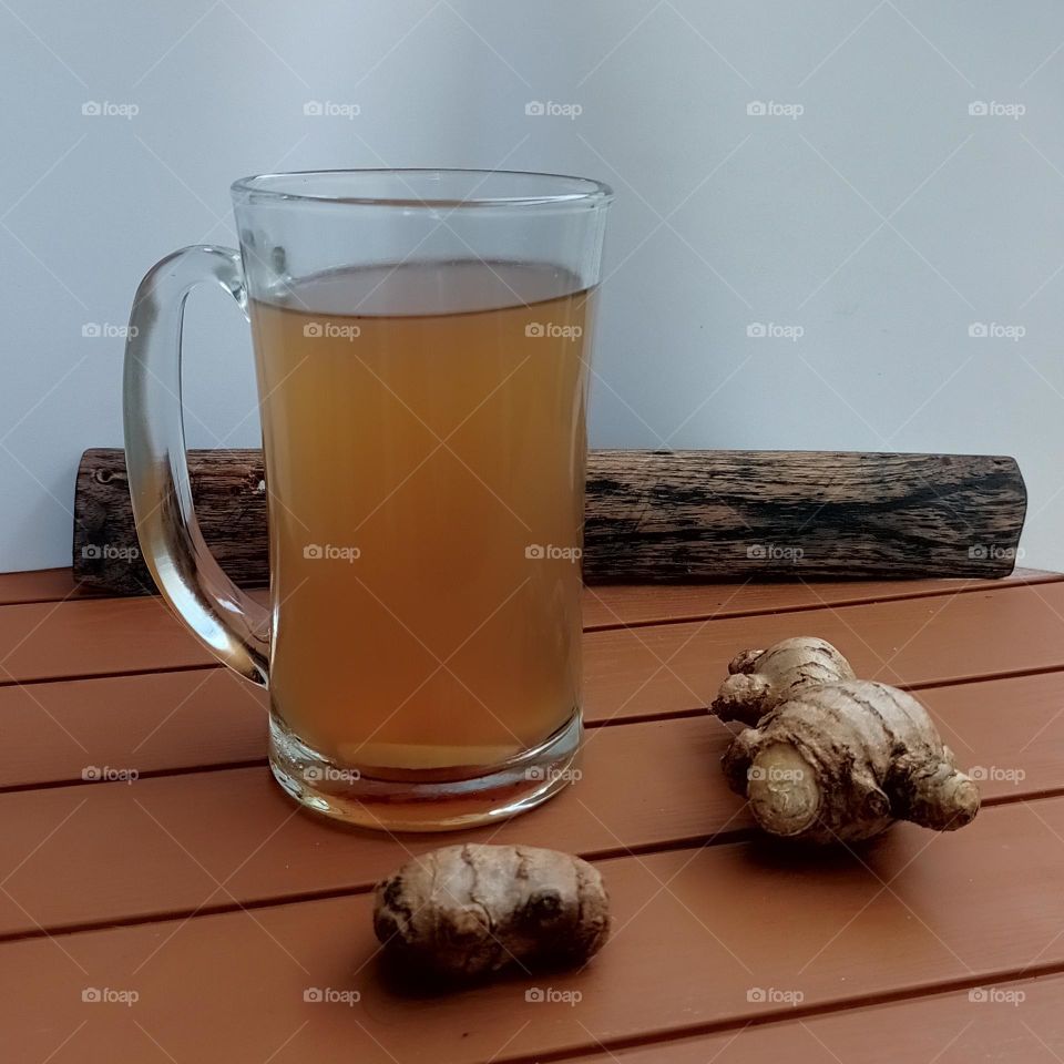 Ginger drink on the table
