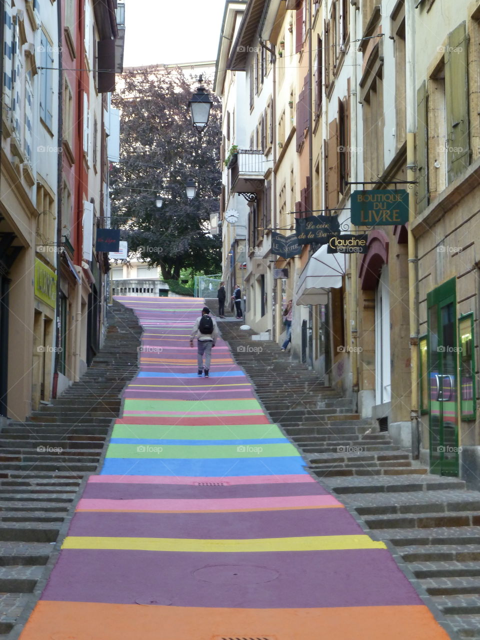Neuchatel city walking. The small town of Neuchatel in Switzerland is very colorful