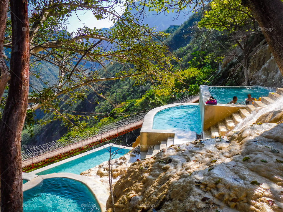 Hot natural spring pools in Mexico during vacation 