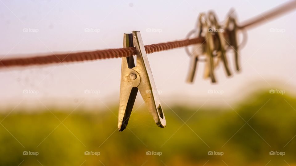Clothes peg on rope