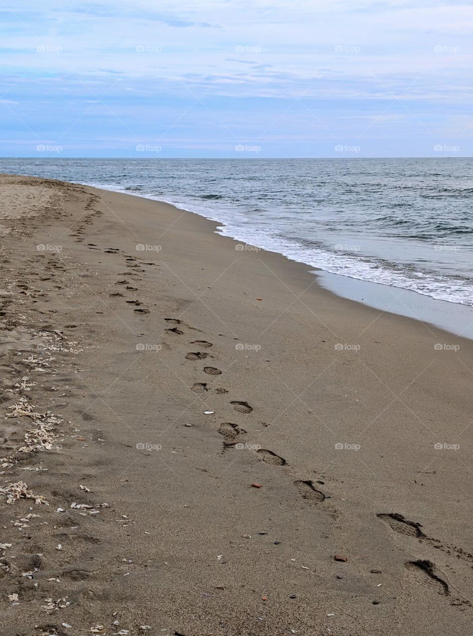 Footprints at he beach