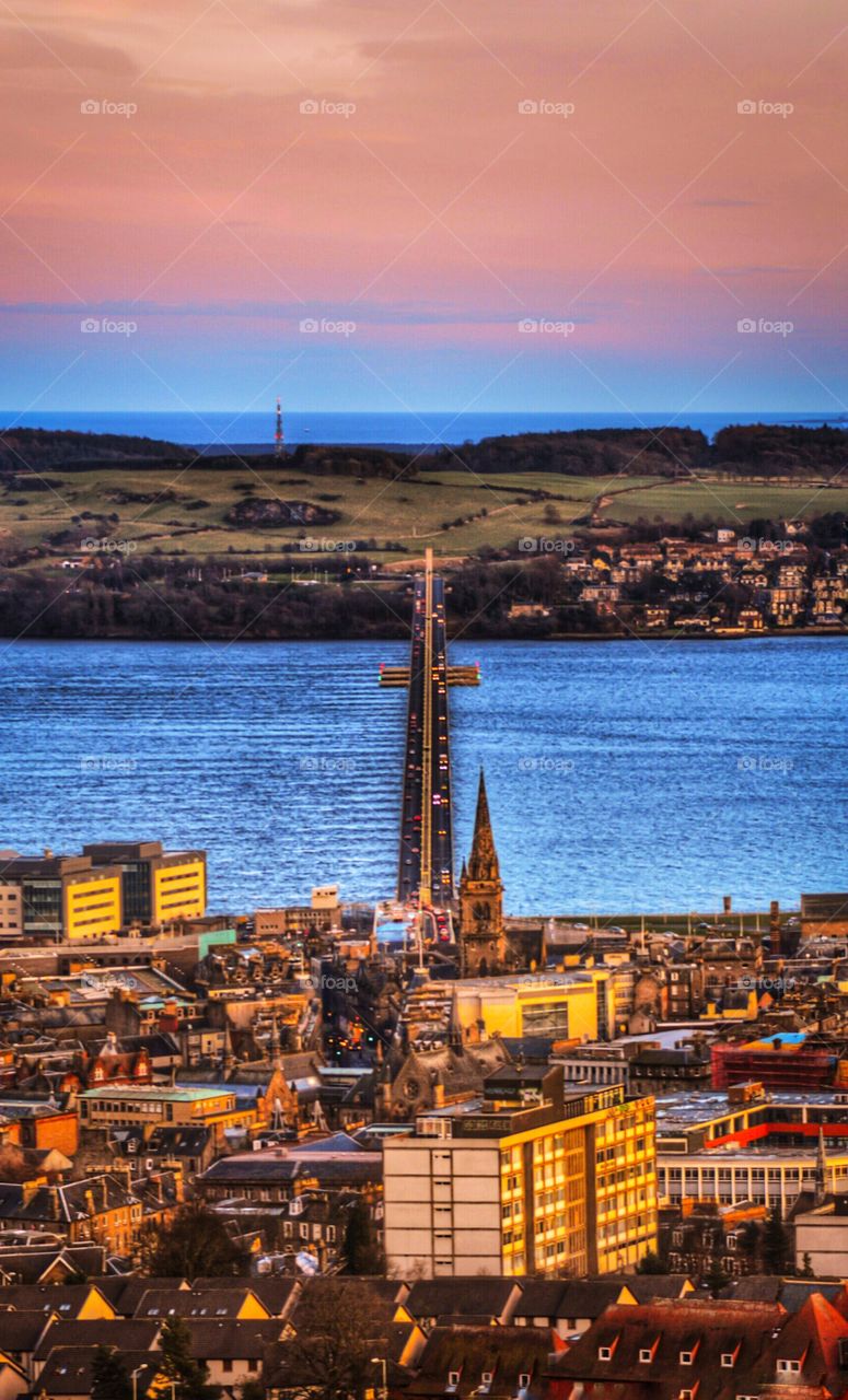 Tay Road Bridge at sunset