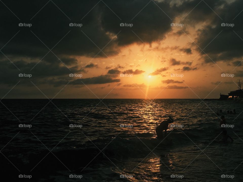 Sunset in sea