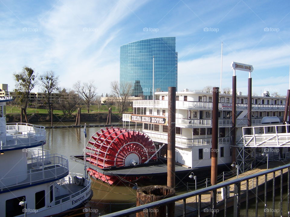 Riverwalk view. taking a walk in Old Sacramento by the Riverwalk