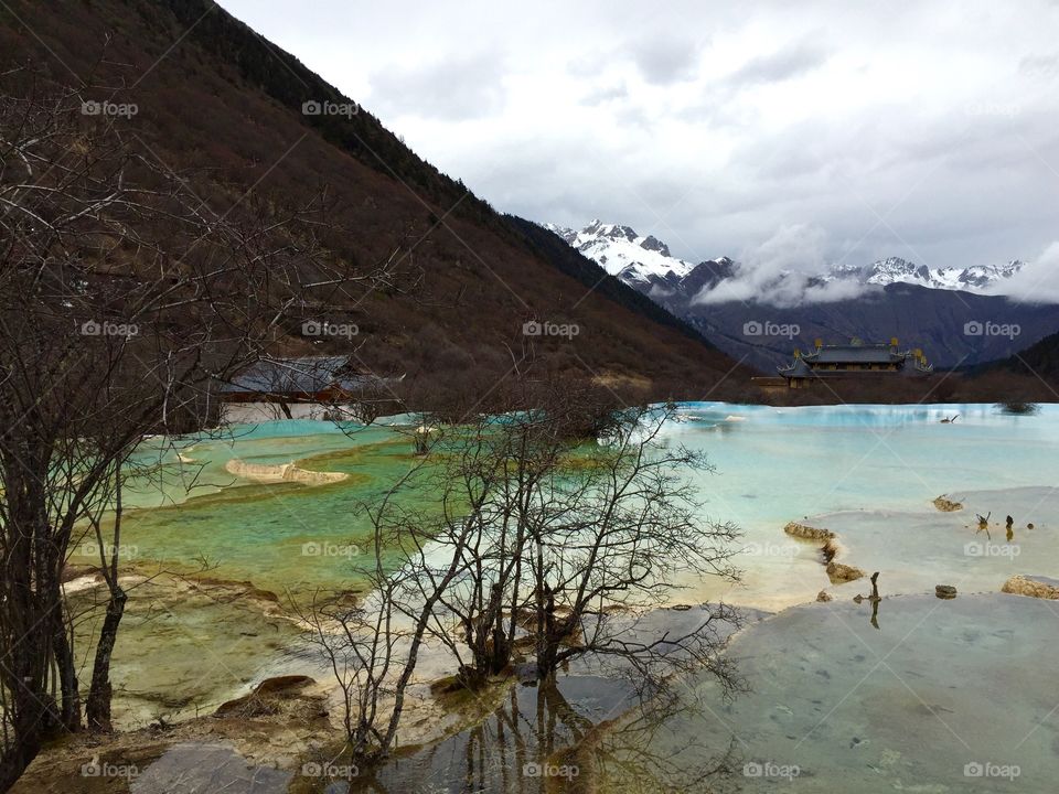 Huanglong natural park in jiuzhaigou China 