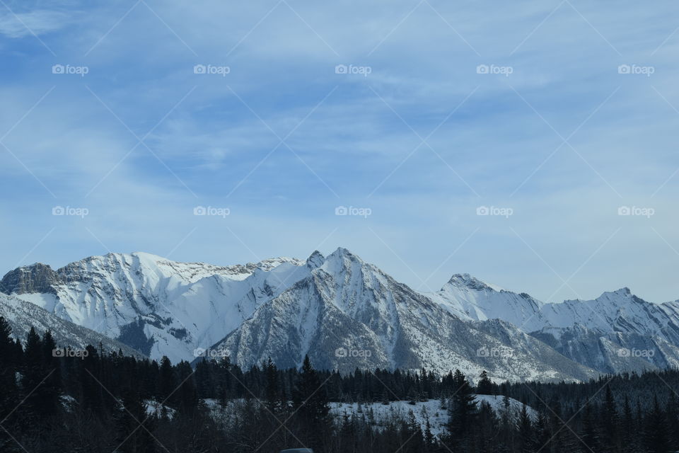 View of snowcapped mountain range