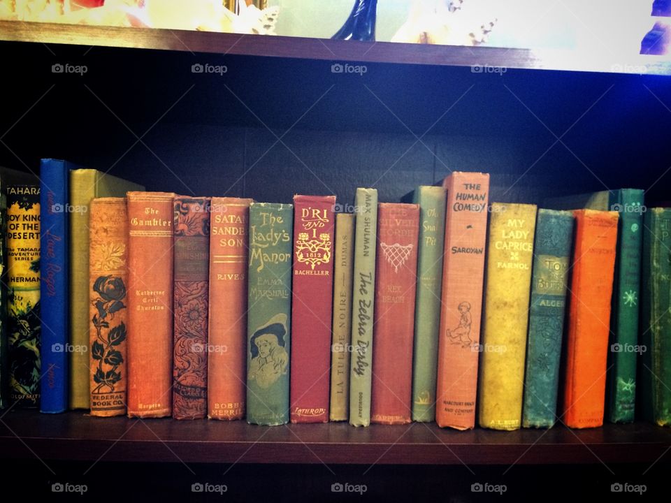 One mans treasure . Intrigued by the colors of these incredibly old antique books at a antique/thrift store in New Milford, Connecticut 