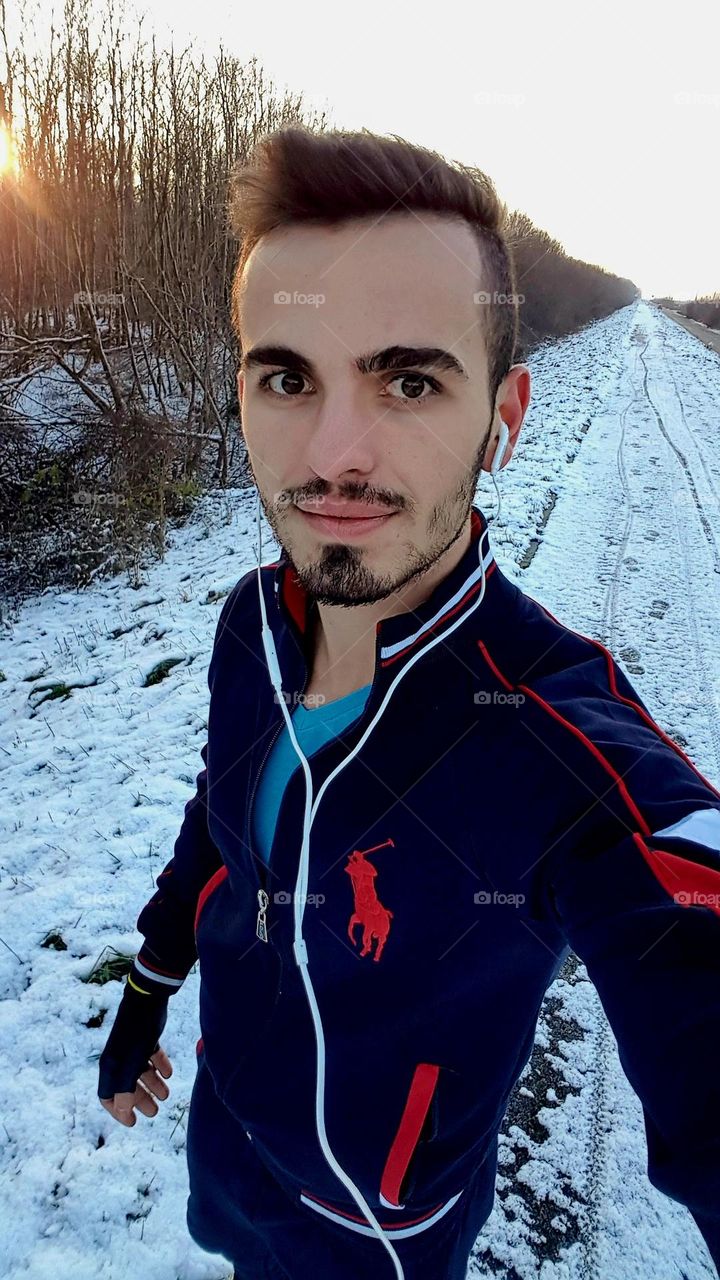 man with brunette hair