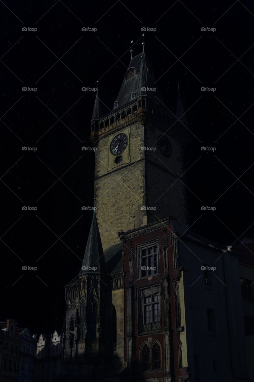 Old town hall in Prague during night time