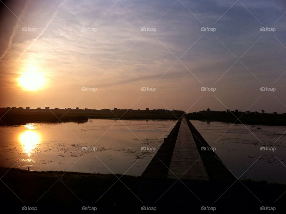 sweden sunset water bridge by ebbaunlimited