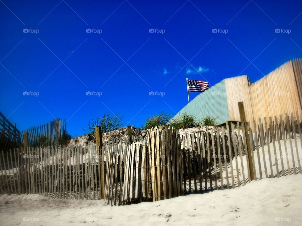 Fire Island and American Flag. American flag on Fire Island Pines