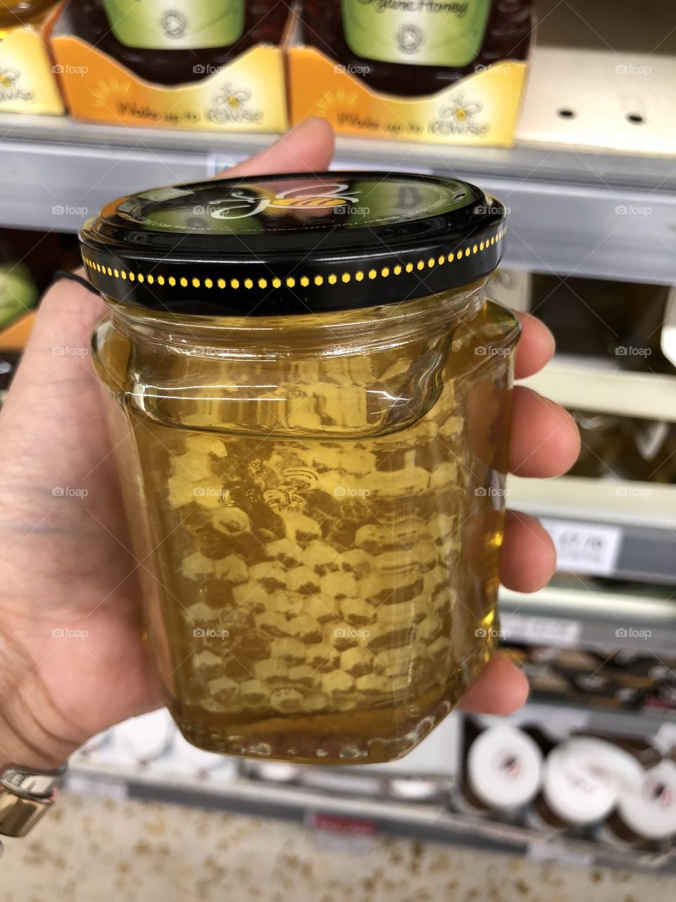 Jar of Honey with Honeycombs 