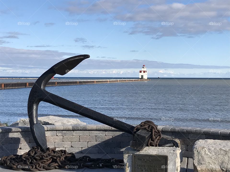 Anchor with lighthouse