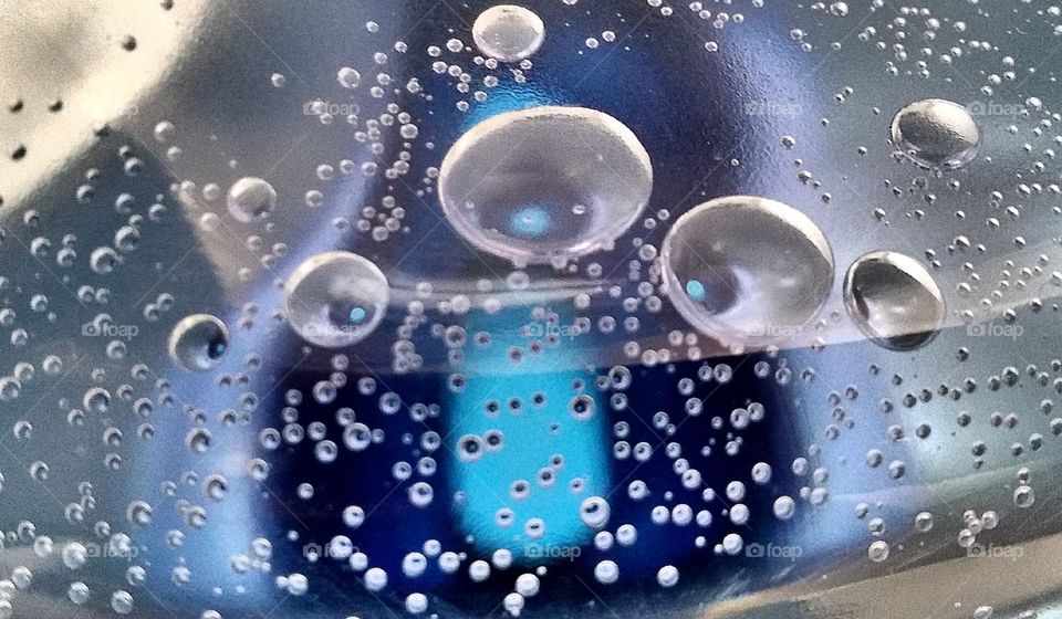 Water bubbles inside a plastic bottle